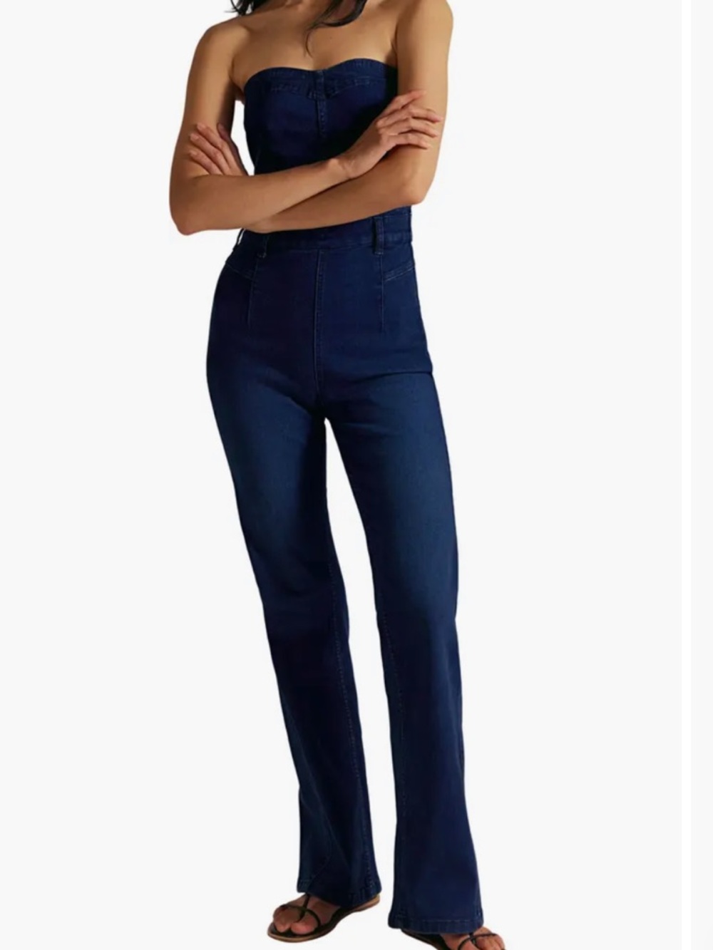 Beckett Strapless Denim Jumpsuit By Free People